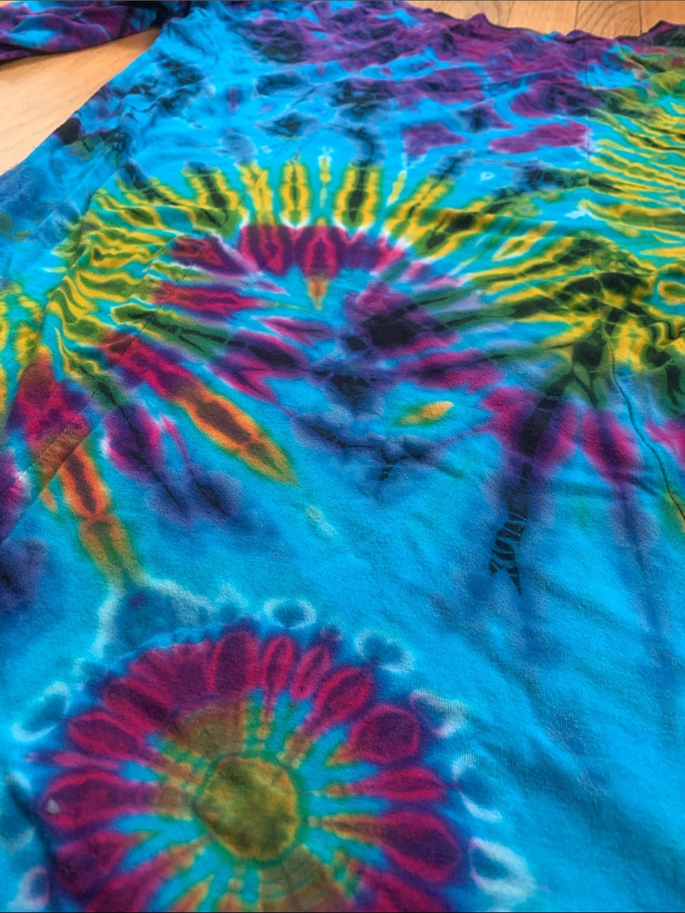 Tie-Dye Long Sleeve Tunic Top Dress- Blue Multicolor Women’s Large or XL - Picture 12 of 15
